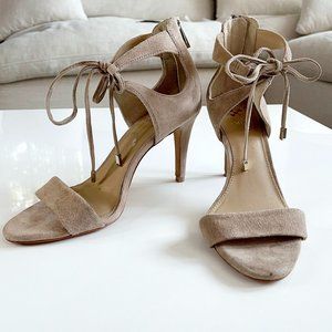 Vince Camuto Nude Suede Heel Sandals w/ Ankle tie
